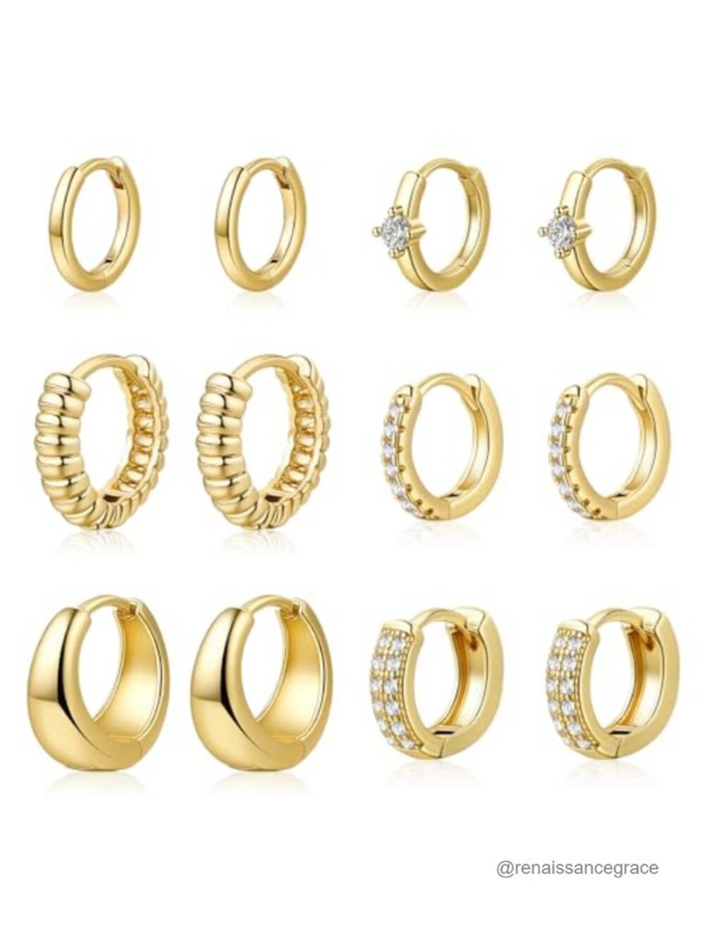 6 Pairs Gold Hoop Earrings Set for Women Hypoallergenic 14K Gold Plated